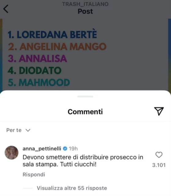 Il commento di Anna Pettinelli sulla classifica della prima serata di Sanremo 2024