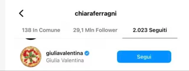 Il segui di Chiara Ferragni all'ex di Fedez