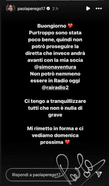 La storia Instagram di Paola Perego