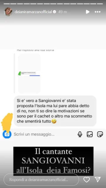 L'indiscrezione su Sangiovanni a L'Isola dei Famosi 2024