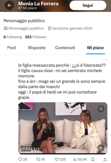 Monia La Ferrera e il like contro Marcella Bonifacio