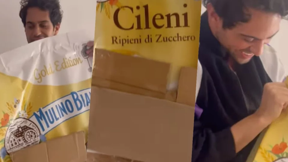 Mahmood riceve una confezione di 