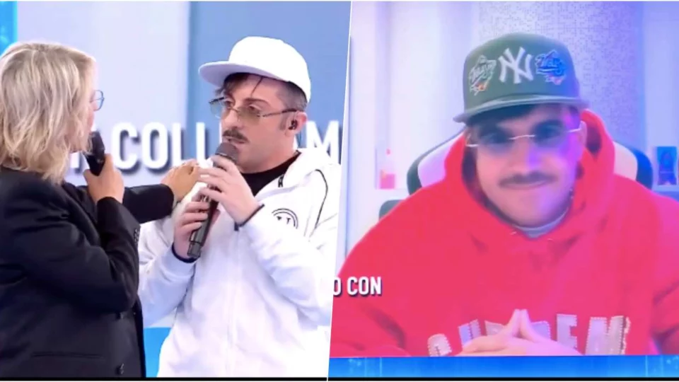 Francesco Cicchella ad Amici 23 imita Geolier, che lo videochiama in diretta