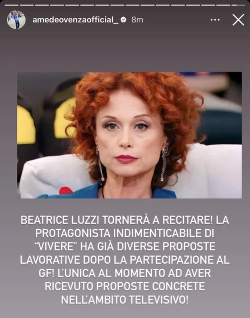 Beatrice Luzzi potrebbe tornare a recitare