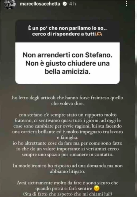 La storia Instagram di Marcello Sacchetta