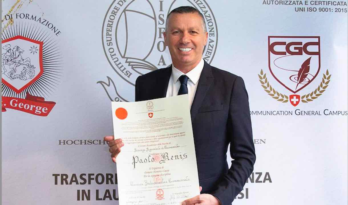Paolo Renis, CEO di Villa ReNoir, premiato con la Laurea Honoris Causa in Economia e Gestione aziendale