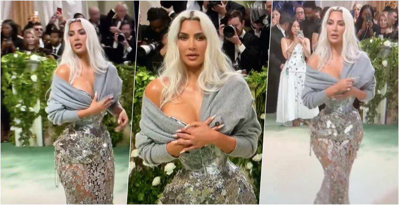 Kim Kardashian, il suo abito strettissimo al Met Gala toglie il respiro (letteralmente) – VIDEO
