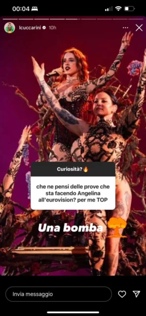 La storia Instagram di Lorella Cuccarini su Angelina Mango