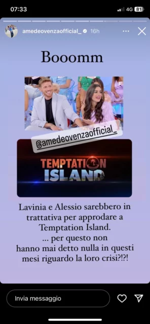 Lavinia e Alessio di Uomini e Donne nel cast di Temptation Island?