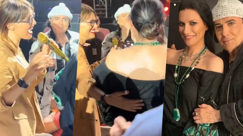 Laura Pausini e Paola Cortellesi al concerto di Renato Zero: lui canta con loro