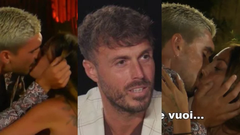 Vittoria bacia Simone mentre Alex la aspetta al falò di confronto