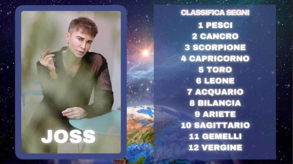 Oroscopo di Joss dal 31 marzo al 6 aprile, previsioni e classifica