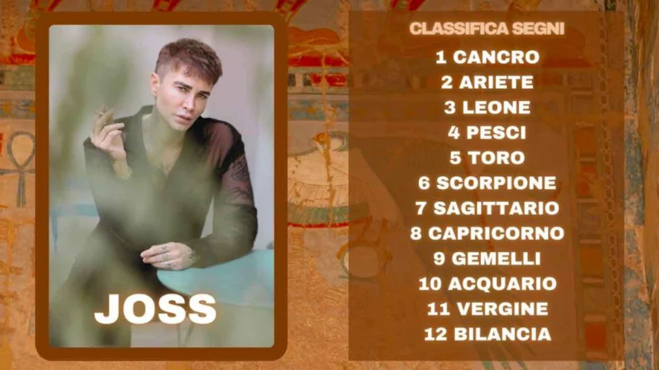 Oroscopo di Joss dal 7 al 13 aprile, previsioni e classifica segni