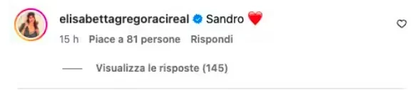 Il commento di Elisabetta Gregoraci al post di Giulio Fratini