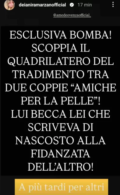 Il gossip di Deianira Marzano sulle presunte coppie