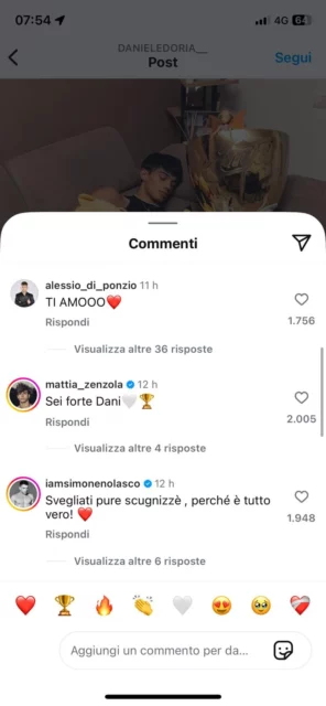 Il messaggio d'affetto di Alessio Di Ponzio