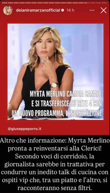 Instagram Stories Deianira Marzano su Myrta Merlino