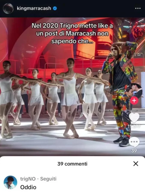 La reazione di TrigNO al like su TikTok