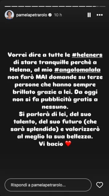 La storia Instagram di Pamela Petrarolo