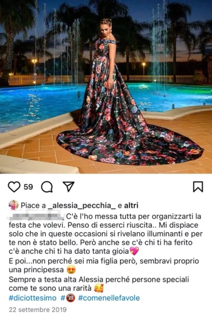 Post Instagram mamma di Alessia Pecchia di Amici 24
