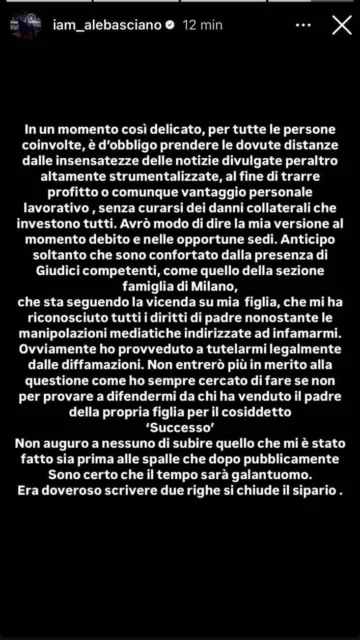 Storia Instagram Alessandro Basciano
