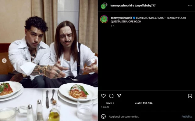 Tommy Cash e Tony Effe instagram
