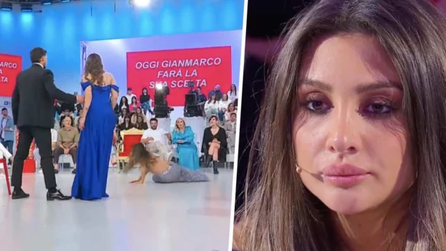 Uomini e Donne Cristina cade studio