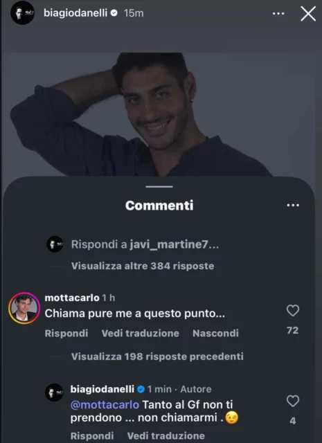 Il commento dell'ex di Helena Prestes, Carlo Motta al video di Biagio D'Anelli