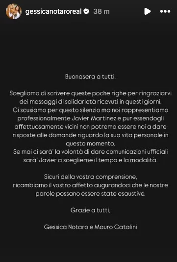 Il comunicato dello staff di Javier Martinez