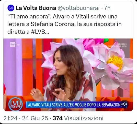 X La Volta Buona video rimosso intervista Alvaro Vitali