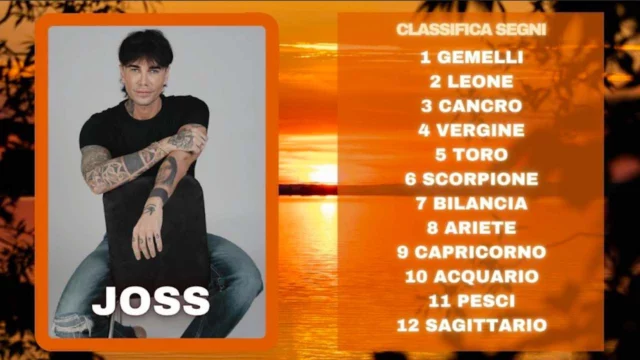 Oroscopo di Joss dal 30 giugno al 6 luglio, previsioni e classifica segni