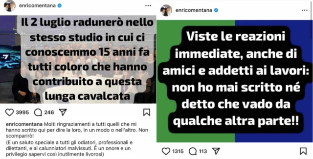 Post Instagram Enrico Mentana