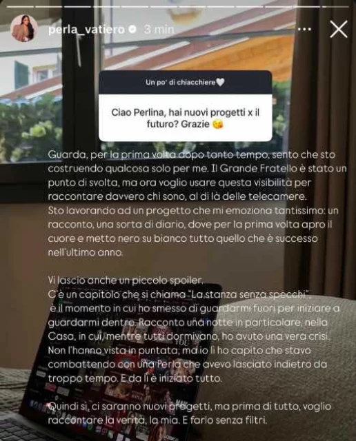 Storia Instagram Perla Vatiero