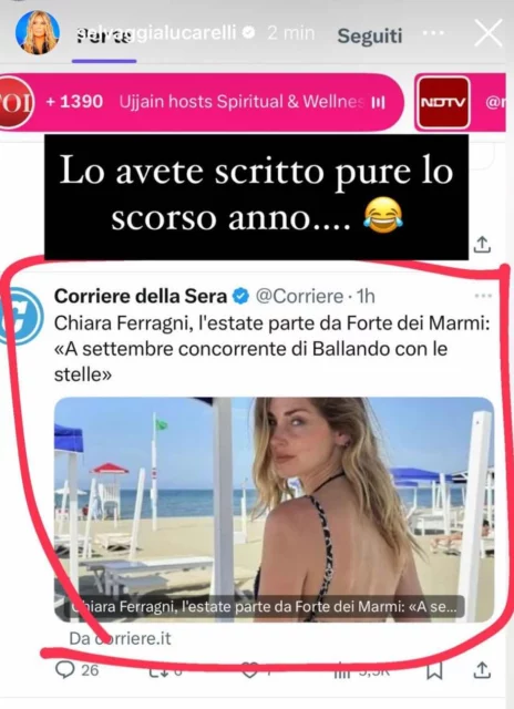Storia Instagram Selvaggia Lucarelli su Chiara Ferragni