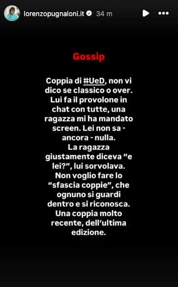 Storia Instagram su Uomini e Donne - Lorenzo Pugnaloni