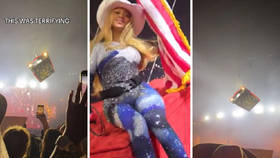 beyoncé sospesa aria macchina sopra folla concerto video