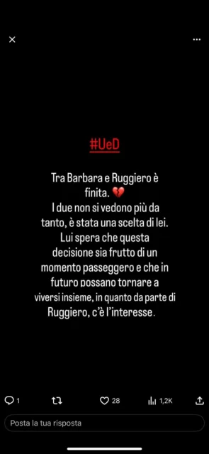 Barbara e Ruggero di Uomini e Donne si sono lasciati