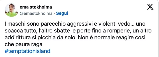 Commento X di Ema Stokholma ai fidanzati di Temptation Island