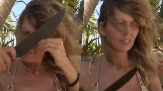 Loredana Cannata si taglia i capelli con un machete