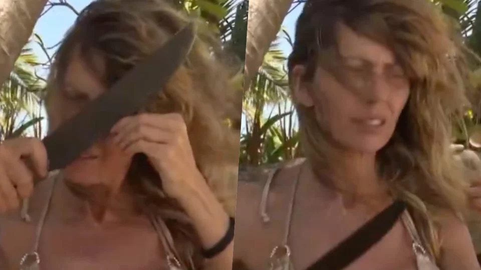 Loredana Cannata si taglia i capelli con un machete