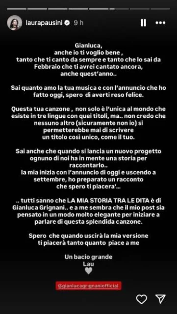 La storia Instagram di Laura Pausini