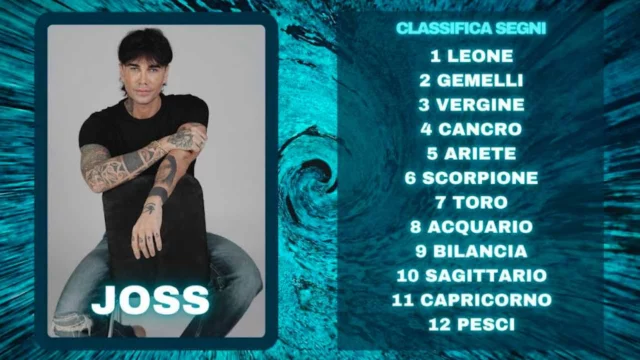 Oroscopo di Joss dal 14 al 20 luglio, previsioni e classifica segni