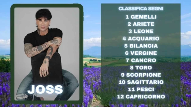 Oroscopo di Joss dal 7 al 13 luglio, previsioni e classifica segni