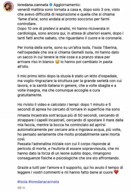 Post Instagram Loredana Cannata