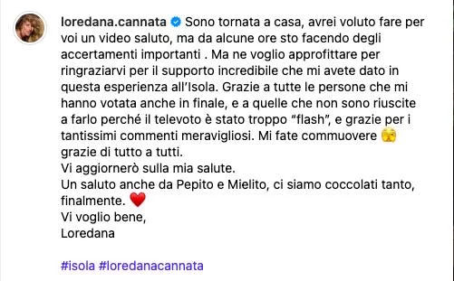 Post Instagram Loredana Cannata