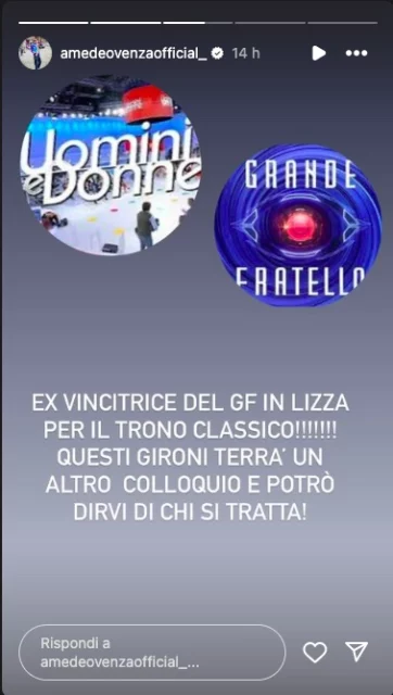 Storia Instagram Amedeo Venza su Uomini e Donne