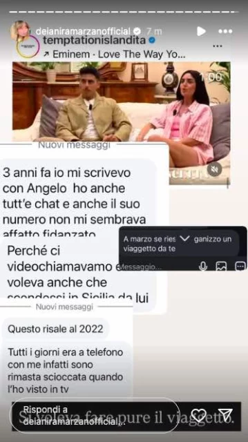Storia Instagram Deainira Marzano su Temptation Island