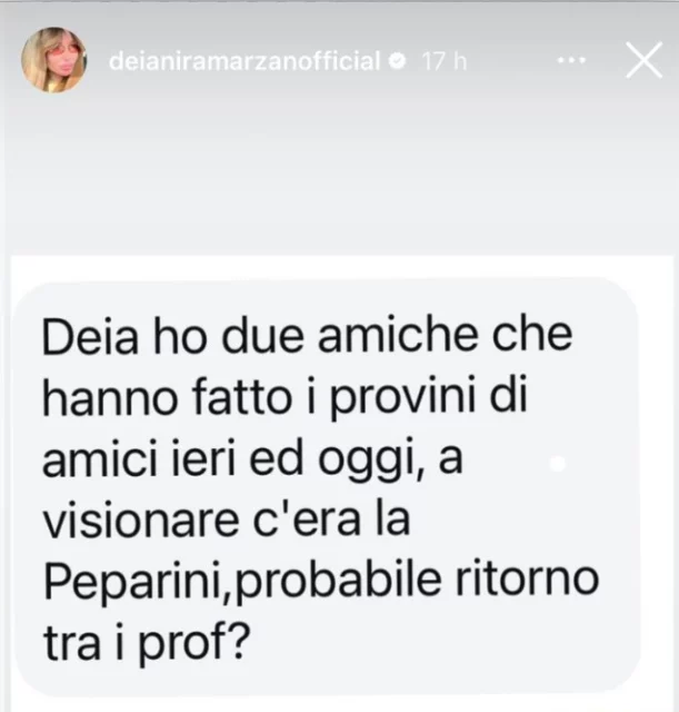 Storia Instagram Deianira Marzano su Amici 25