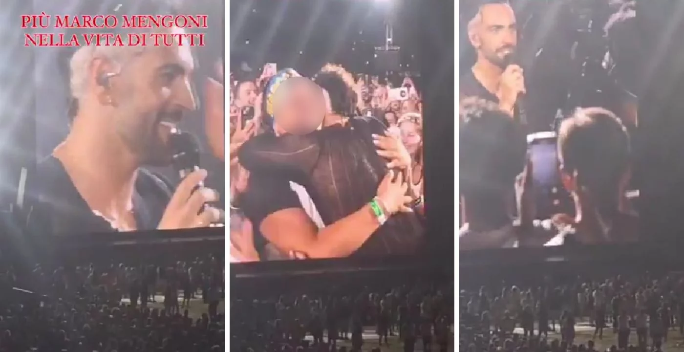 Marco Mengoni interrompe il concerto e scende tra la folla per abbracciare una fan (VIDEO)