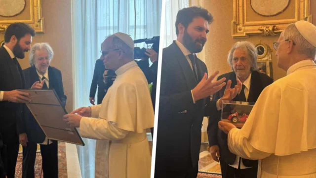 Al Pacino e Andrea Iervolino ricevuti da Papa Leone XIV